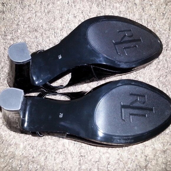 LAUREN by Ralph Lauren-Maegan-Black Patent Leather Slingback Heels-Size 7B-NWOB - Picture 7 of 7